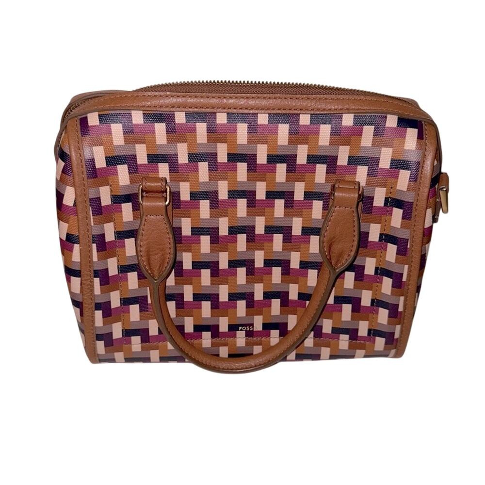 FOSSIL Women's Woven style  Satchel in Brown and Purple